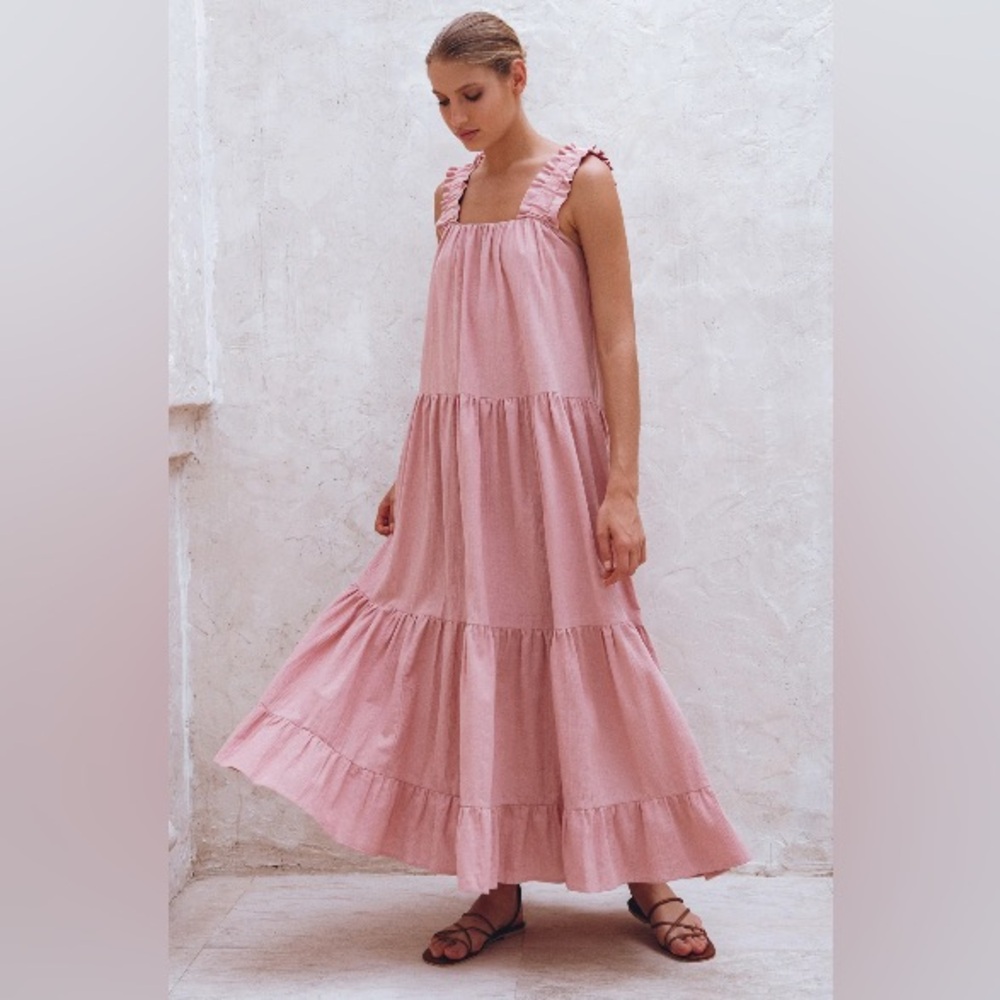 NEW NWT BALI LANE la palma maxi dress in pink size XL Extra Large Linen